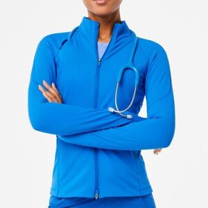 Figs On-Shift ContourKnit Scrub Jacket in Royal Blue Size XS